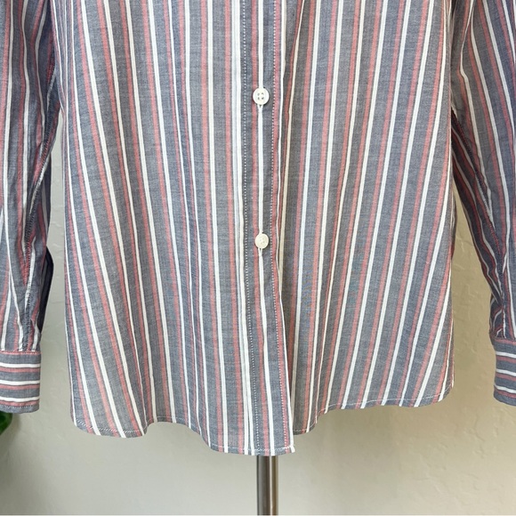 Anthropologie Striped Button Down Shirt - Blue and White - Picture 6 of 14
